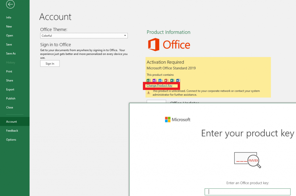 activate microsoft office 2019 with product key