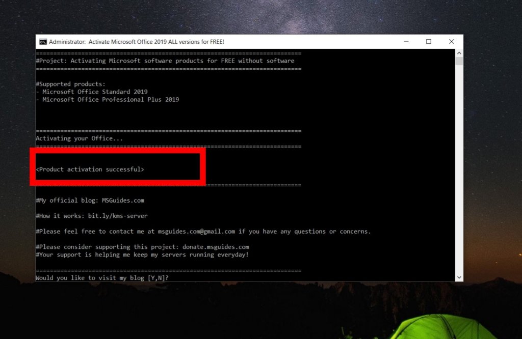 activation office 2019 with cmd