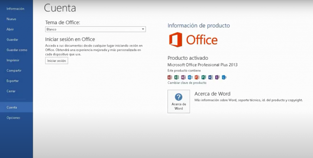 Microsoft Office 2013 está activado