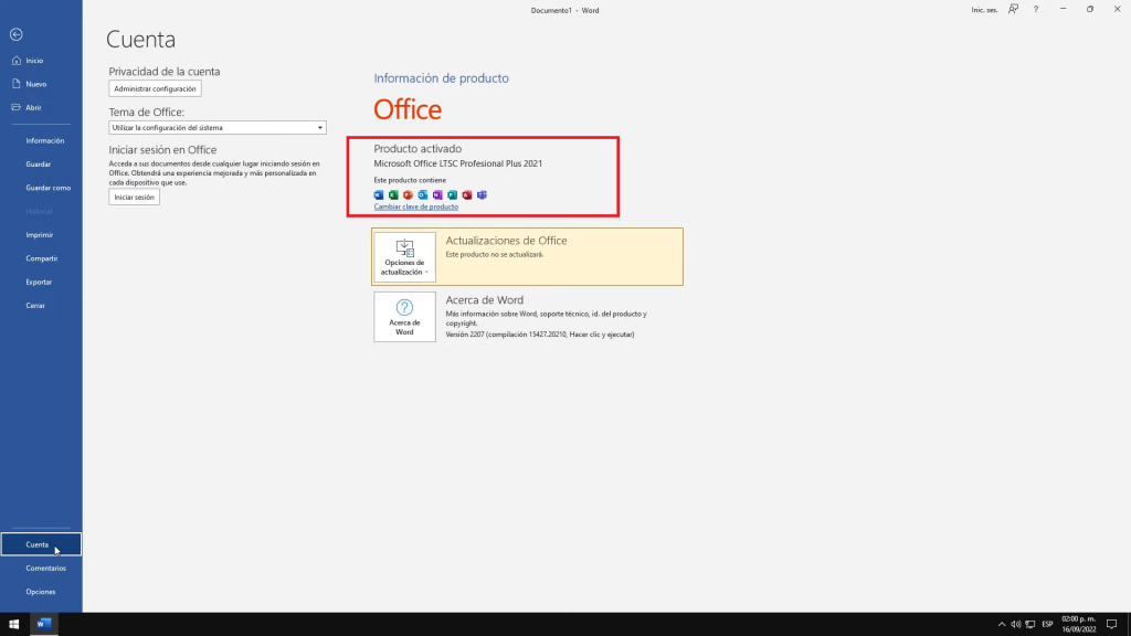 Microsoft Office 2021 activado sin usar ningún Software